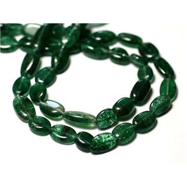 Fil 34cm 32pc env - Perles de Pierre - Aventurine Verte Olives Ovales 8-15mm - 8741140012660 