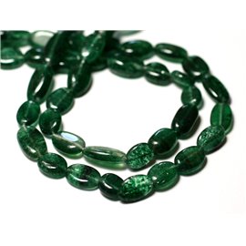 Thread 34cm 32pc approx - Stone Beads - Green Aventurine Oval Olives 8-15mm - 8741140012660 