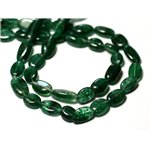 Fil 34cm 32pc env - Perles de Pierre - Aventurine Verte Olives Ovales 8-15mm