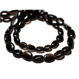 Fil 34cm 27-38pc environ - Perles Pierre Quartz Fumé Olives Ovales 6-12mm