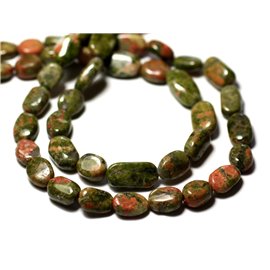 Filo 34 cm circa 25-31 pz - Perline di pietra - Unakite Ovale Olive 8-15 mm - 8741140012769 
