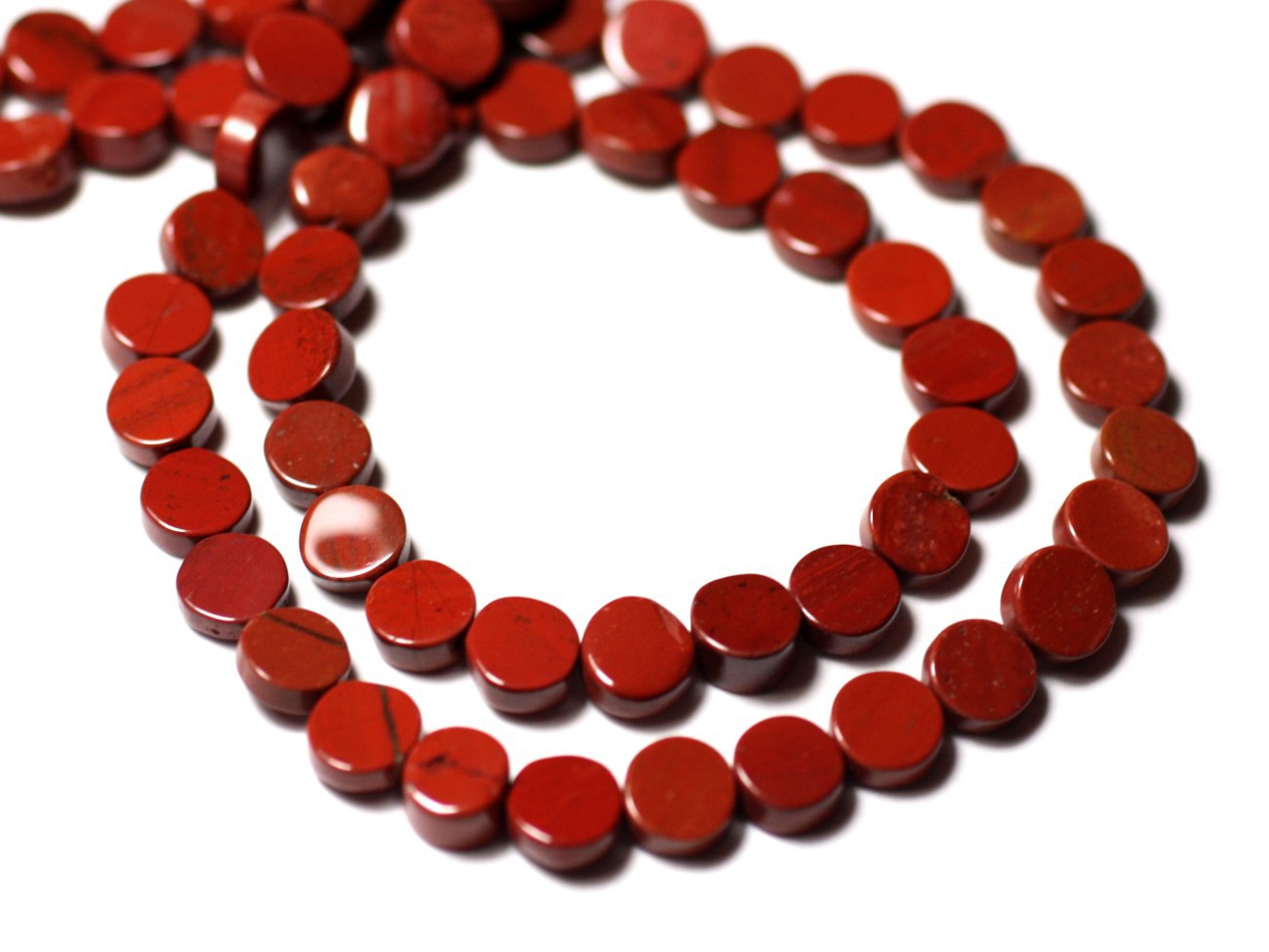 Fil 33cm 57pc env - Perles de Pierre - Jaspe Rouge Palets 5-6mm - 8741140012790 