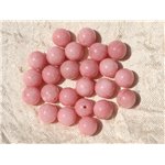 Fil 39cm 49pc env - Perles de Pierre - Jade Boules 8mm Rose Corail Pêche 