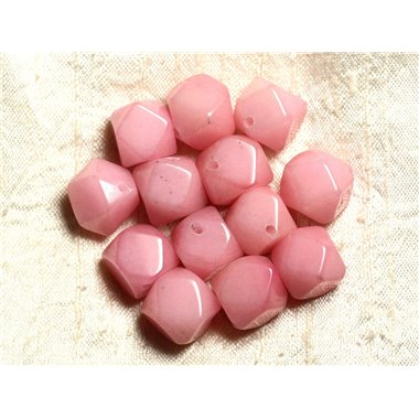 Fil 39cm 25pc env - Perles de Pierre - Jade Cubes Facettés 14-15mm Rose clair 