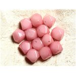 Fil 39cm 25pc env - Perles de Pierre - Jade Cubes Facettés 14-15mm Rose clair 