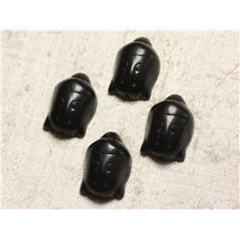 Fil 39cm 13pc env - Perles de Pierre Turquoise Synthèse Bouddha 29mm Noir 