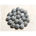 100pc - Perles Ceramique Porcelaine Boules 8mm Gris clair perle pastel