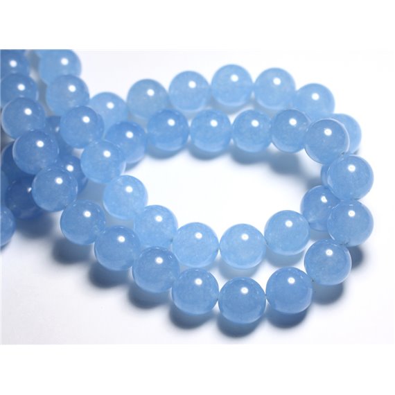 Fil 39cm 26pc env - Perles de Pierre - Jade Boules 14mm Bleu ciel
