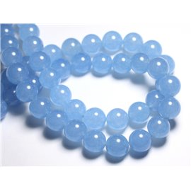 Filo 39 cm 26 pz circa - Perline di pietra - Palline di giada 14 mm Azzurro cielo