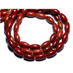 Fil 39cm 32pc env - Perles de Pierre - Jaspe Rouge Olives 12x6mm 