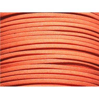 1 Bobine 90 mètres - Cordon Lanière Suédine 3x1.5mm Orange Capucine 