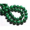 Fil 39cm 32pc env - Perles de Pierre - Jade Boules 12mm Vert Empire