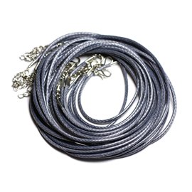 100pc - 2mm Coated Waxed Cotton Necklaces Mouse Gray 
