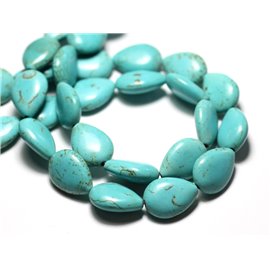 Thread 39cm 22pc approx - Synthetic Turquoise Stone Beads Drops 18x14mm Turquoise Blue 