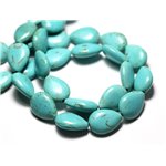 Fil 39cm 22pc env - Perles de Pierre Turquoise Synthèse Gouttes 18x14mm Bleu Turquoise 