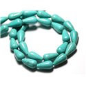 Fil 39cm 26pc env - Perles de Pierre Turquoise Synthèse Gouttes 14x8mm Bleu Turquoise 