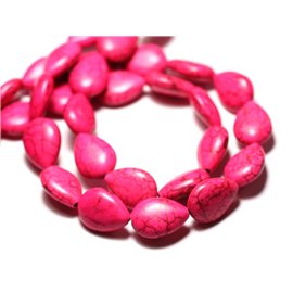 Filo 39 cm 22 pz circa - Perline di pietra turchese sintetico 18x14 mm Gocce rosa 