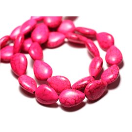 Rijg ongeveer 39cm 22st - Synthetische Turquoise stenen kralen 18x14mm druppels roze 