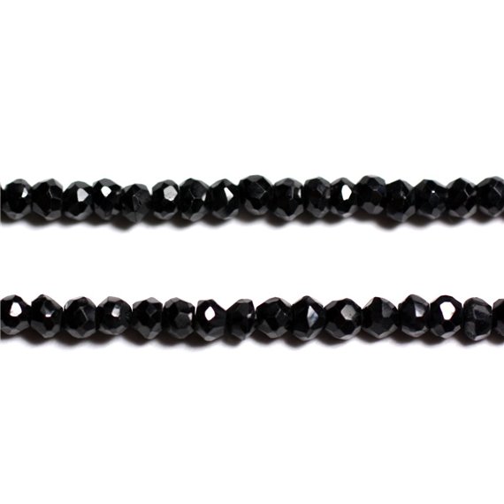 10pc - Perles de Pierre - Spinelle noir Rondelles Facettées 4-5x3-4mm -  8741140010260 