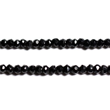 10pc - Perles de Pierre - Spinelle noir Rondelles Facettées 4-5x3-4mm -  8741140010260 