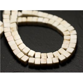 Filo 39 cm 98 pz circa - Perline sintetiche turchese pietra cubi 4 mm bianco 