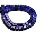 Fil 39cm 98pc env - Perles de Pierre Turquoise Synthèse Cubes 4mm Bleu nuit 