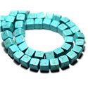 Fil 39cm 49pc env - Perles de Pierre Turquoise Synthèse Cubes 8mm Bleu Turquoise 