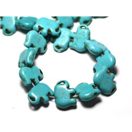 Hilo 39cm 27pc aprox - Perlas de piedra turquesa sintética Elefante 19mm Azul turquesa 