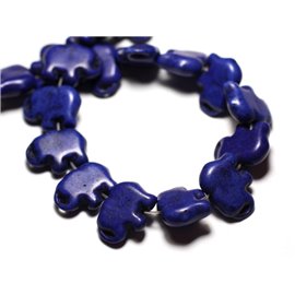 Hilo 39cm 27pc aprox - Perlas de piedra turquesa sintética Elefante 19mm Azul noche 
