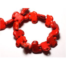 Thread 39cm 27pc approx - Synthetic Turquoise Stone Beads Elephant 19mm Orange 