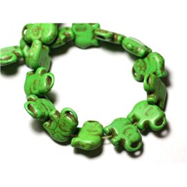 Filo 39 cm 27 pz circa - Perline di pietra turchese sintetico Elefante 19 mm verde 