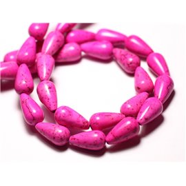 Thread 39cm 26pc approx - Synthetic Turquoise Stone Beads 14mm Drops Pink 