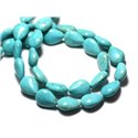 Fil 39cm 28pc env - Perles de Pierre Turquoise Synthèse Gouttes 14x10mm Bleu Turquoise 