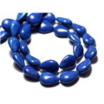 Fil 39cm 28pc env - Perles de Pierre Turquoise Synthèse Gouttes 14x10mm Bleu nuit 