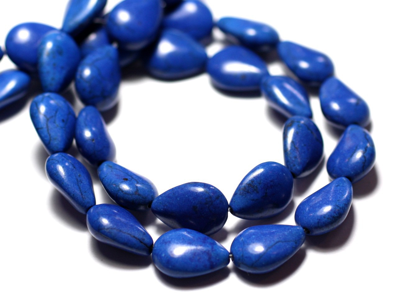 Fil 39cm 28pc env - Perles de Pierre Turquoise Synthèse Gouttes 14x10mm Bleu nuit 