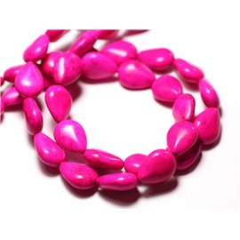 Thread 39cm 28pc approx - Synthetic Turquoise Stone Beads 14x10mm Pink Drops 