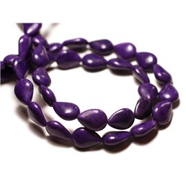 Thread 39cm 28pc approx - Synthetic Turquoise Stone Beads 14x10mm Purple Drops 