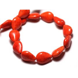 Thread 39cm 28pc approx - Synthetic Turquoise Stone Beads 14x10mm Orange Drops 