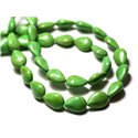 Fil 39cm 28pc env - Perles de Pierre Turquoise Synthèse Gouttes 14x10mm Vert 