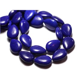 Hilo 39cm 22pc aprox - Perlas de piedra turquesa sintética Gotas 18x14mm Azul noche 
