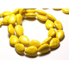 Thread 39cm 22pc approx - Synthetic Turquoise Stone Beads 18x14mm Yellow Drops 