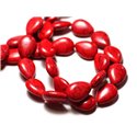 Fil 39cm 22pc env - Perles de Pierre Turquoise Synthèse Gouttes 18x14mm Rouge 