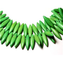 Faden 39cm ca. 120pc - Synthetische türkisfarbene Steinperlen Marquises 28mm grün 