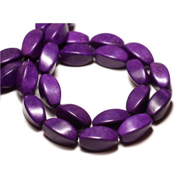 Fil 39cm 21pc env - Perles de Pierre Turquoise Synthèse Olives Torsades twist 18mm Violet 