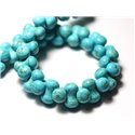 Fil 39cm 67pc env - Perles de Pierre Turquoise Synthèse Os Osselets 14x8mm Bleu Turquoise 