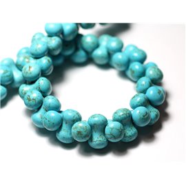 Thread 39cm 67pc approx - Synthetic Turquoise Stone Beads Bone Bones 14x8mm Turquoise Blue 