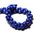 Fil 39cm 67pc env - Perles de Pierre Turquoise Synthèse Os Osselets 14x8mm Bleu nuit 