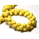 Fil 39cm 67pc env - Perles de Pierre Turquoise Synthèse Os Osselets 14x8mm Jaune 