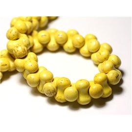 Thread 39cm 67pc approx - Synthetic Turquoise Stone Beads Bone Bones 14x8mm Yellow 