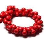 Fil 39cm 67pc env - Perles de Pierre Turquoise Synthèse Os Osselets 14x8mm Rouge 